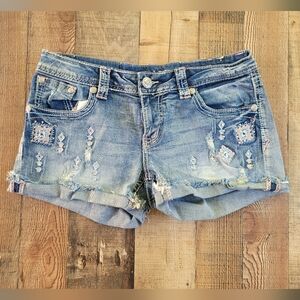 Grace In LA Embroidered Denim Shorts, Women's 29